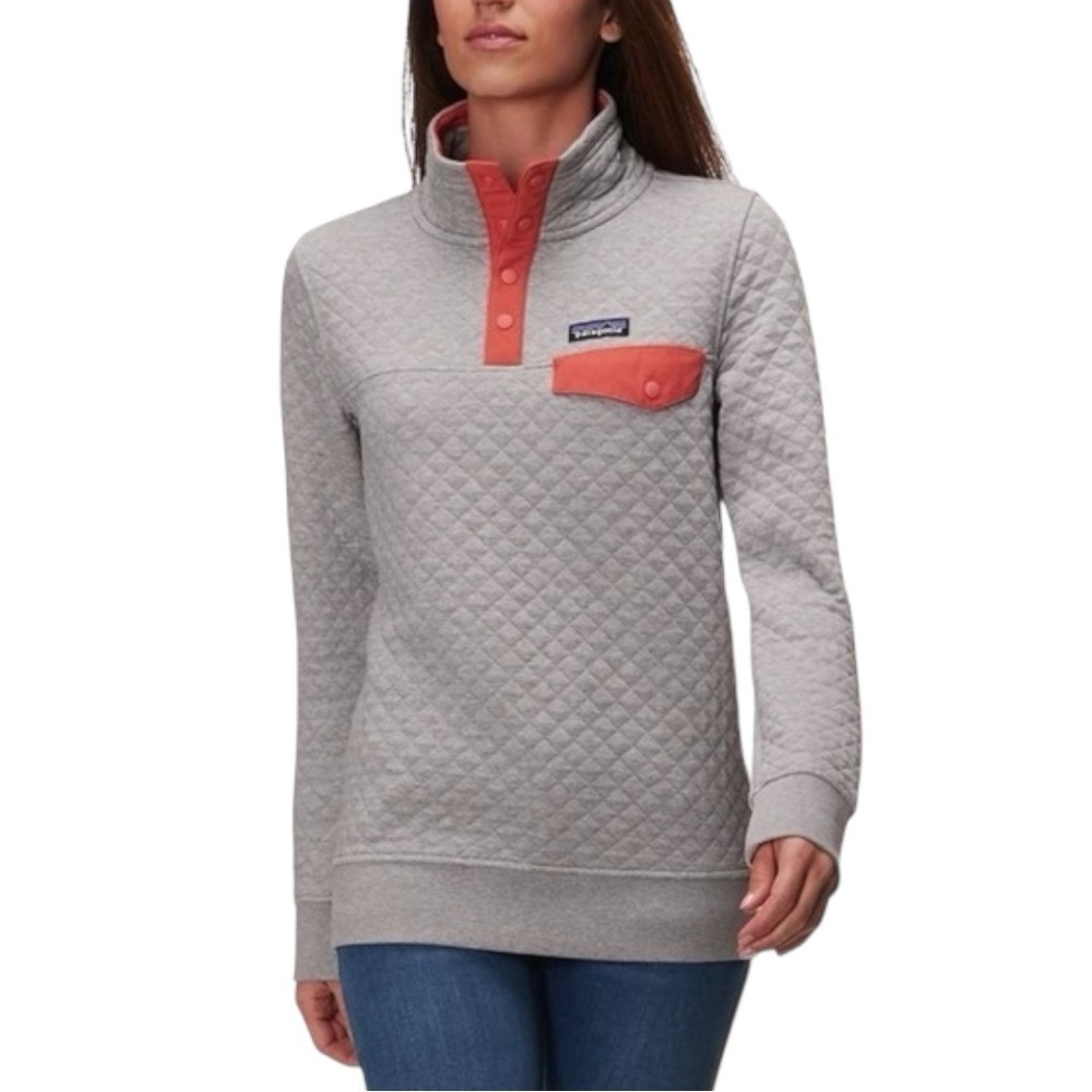 Patagonia Women's Organic Cotton Quilt Snap T Pullover Size XS Salmon Pink